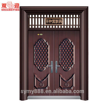 Customized Security Entry Double Door Purple East Fastness Copper Safety Decorative Caving